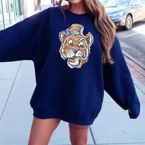 Navy Blue Tiger Graphic Sweatshirt